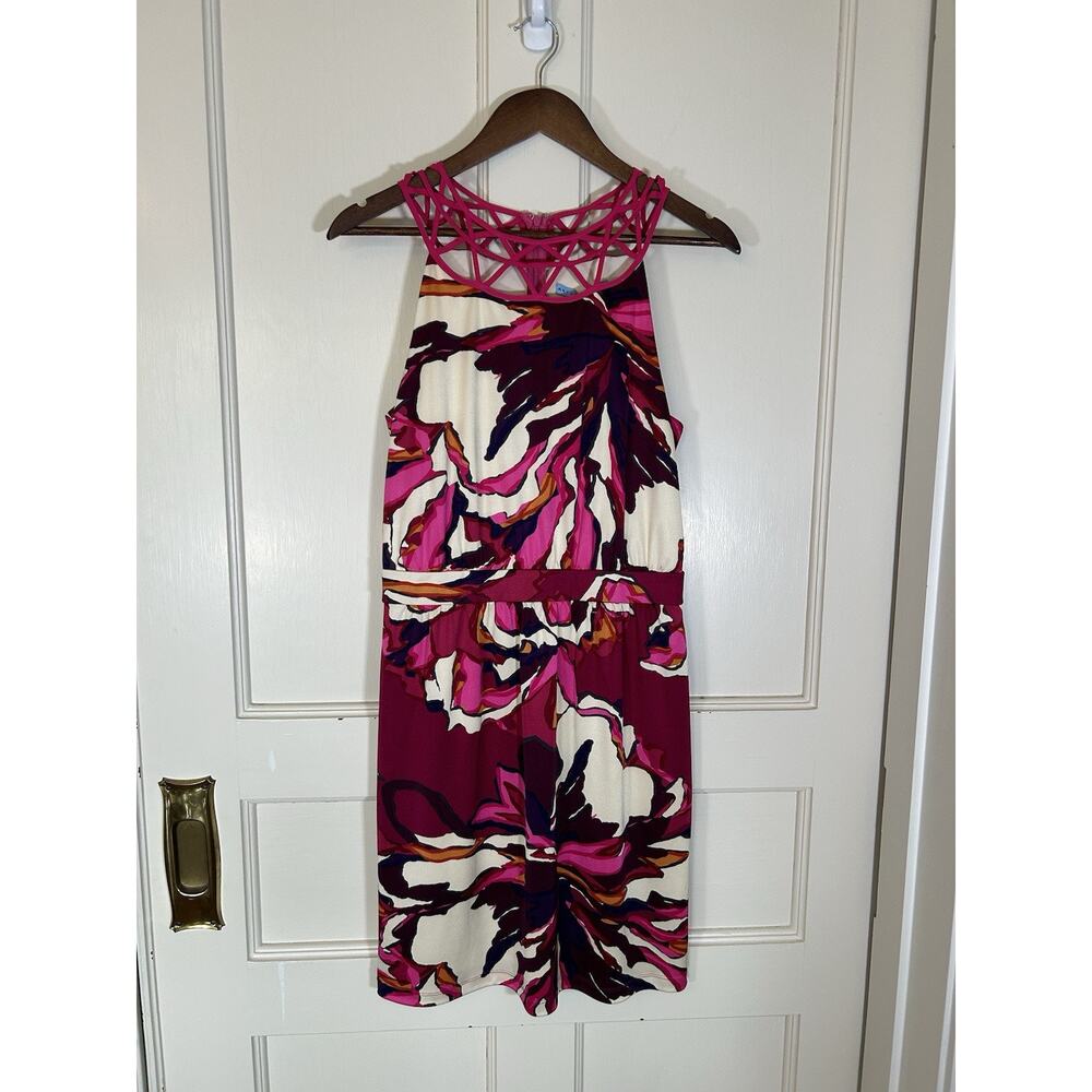 Antonio Melani Artsy Floral Sheath Dress Womens Size 6 Pink Bright Colorful NWT